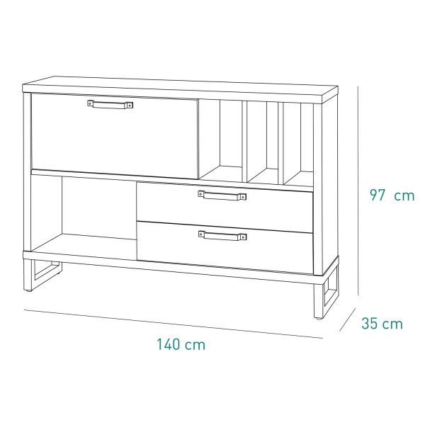 Specifica dimensioni Libreria in legno colore "Rovere Invecchiato/Cemento" modello Sylva Totò Piccinni