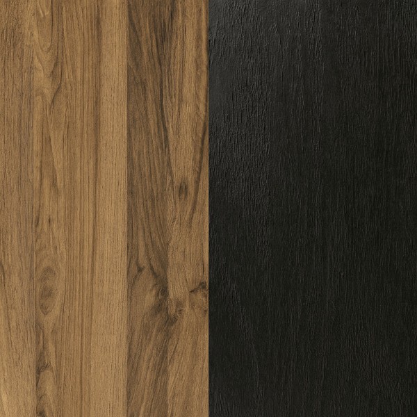 Specifica colore Mobile contenitore in legno colore "Noce Brera/Nero Chalet" 3 cassetti e 3 ante modello Bali Totò Piccinni