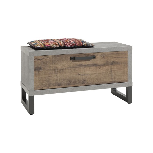 Mobile panca in legno colore "Cemento/Rovere Invecchiato" con 1 Ribalta modello Sylva Totò Piccinni