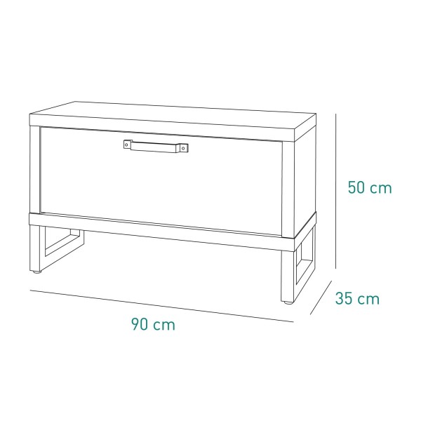 Specifica dimensioni Panca in legno colore "Cemento/Rovere Invecchiato" con 1 Ribalta modello Sylva Totò Piccinni