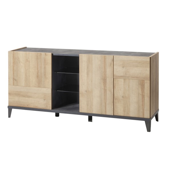 Mobile contenitore moderno in legno colore "Rovere/Grigio Antracite" 3 ante e 1 vano modello Nova Totò Piccinni