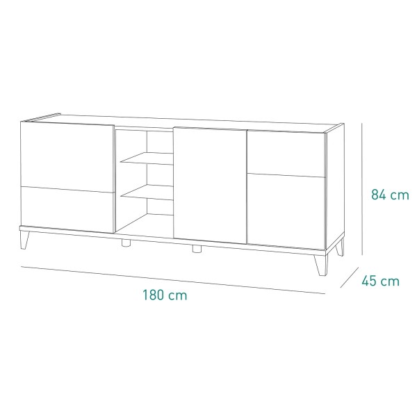 Specifica dimensioni Mobile contenitore in legno colore "Rovere/Grigio Antracite" 3 ante e 1 vano modello Nova Totò Piccinni