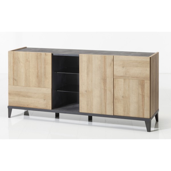 Mobile contenitore moderno in legno colore "Rovere/Grigio Antracite" 3 ante e 1 vano modello Nova Totò Piccinni