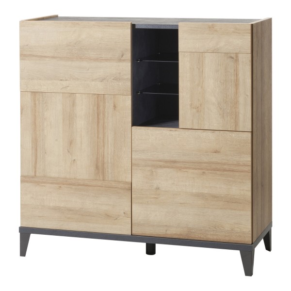 Mobile contenitore moderno in legno "Rovere/Grigio Antracite" 3 ante e 2 ripiani modello Nova Totò Piccinni