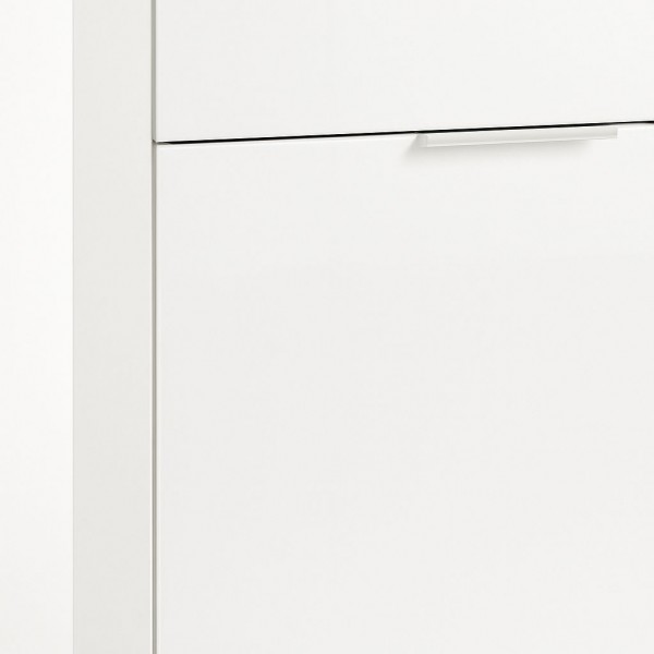 Dettaglio Mobile contenitore in legno colore "Bianco Laccato/Rovere Riviera" con 4 cassetti e 2 ante modello Orbis Totò Piccinni