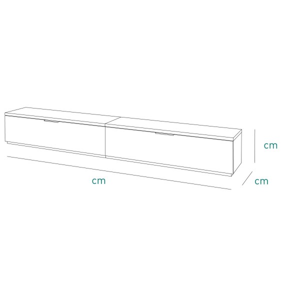 Specifica dimensioni Mobile porta tv  in legno colore "Bianco Laccato/Rovere Miele" con 2 ribalte modello Orbis Totò Piccinni