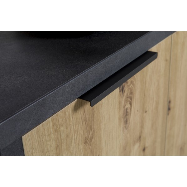 Dettaglio anta Mobile multiuso in legno colore "Grigio Cemento/Rovere Miele" 2 ante e 1 cassetto modello Dubai Totò Piccinni