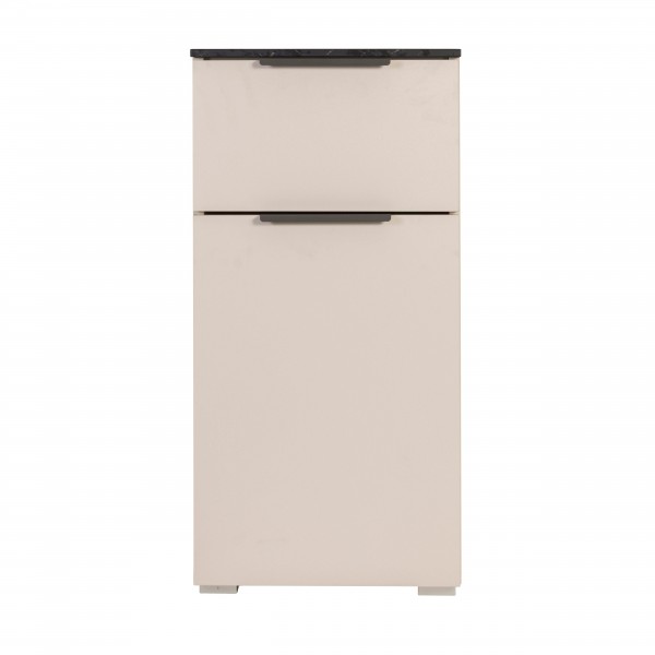 Vista frontale Colonna Bagno in legno colore Cashmere/Effetti Marmo Nero con 1 ante e 1 cassetto modello Armonia Totò Piccinni