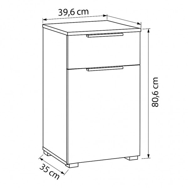 Specifica dimensioni Colonna Bagno in legno colore Cashmere/Effetti Marmo Nero con 1 ante e 1 cassetto modello Armonia Totò Piccinni