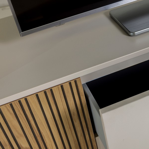 dettaglio cassetto Porta TV Cashmere/Rovere Cannettato 1 anta 2 cassetti modello Mandala Totò Piccinni