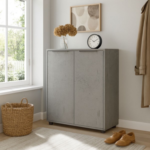 Mobile Multiuso Modulare 143x74h Cm Bianco Con 2 Ante E 4 Cassetti Rovere Tactik 1