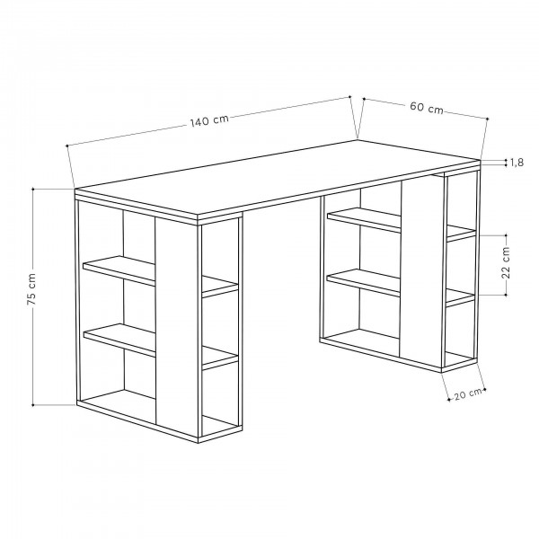 Scrivania da ufficio 140x60 cm in legno - CUBI