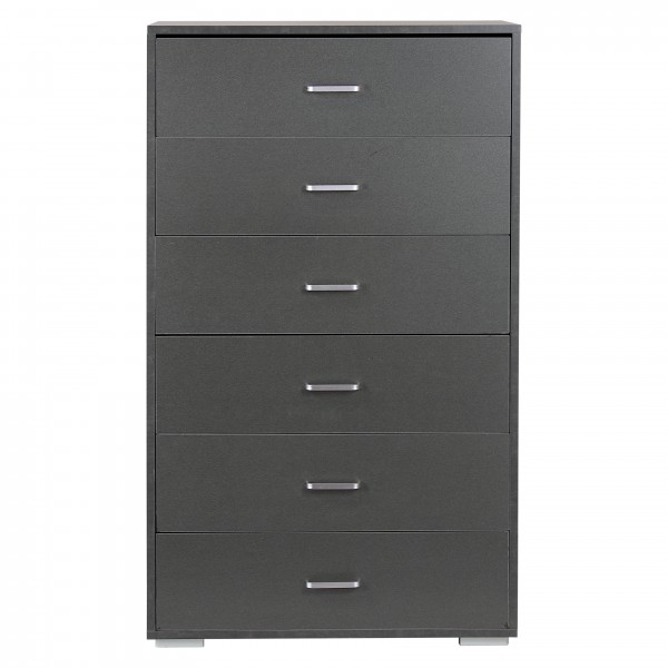 Cassettiera Art. 520 in Legno 6 Cassetti comò design moderno ideale per camera e soggiorno (Grigio Sabbia