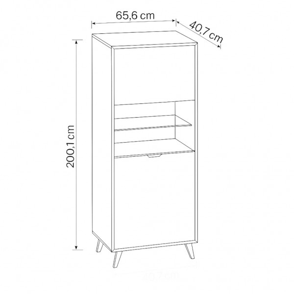 Specifica dimensioni Mobile colonna in legno colore "Rovere Miele/Grigio Laccato" 2 ante e 2 vani modello Lumen Totò Piccinni