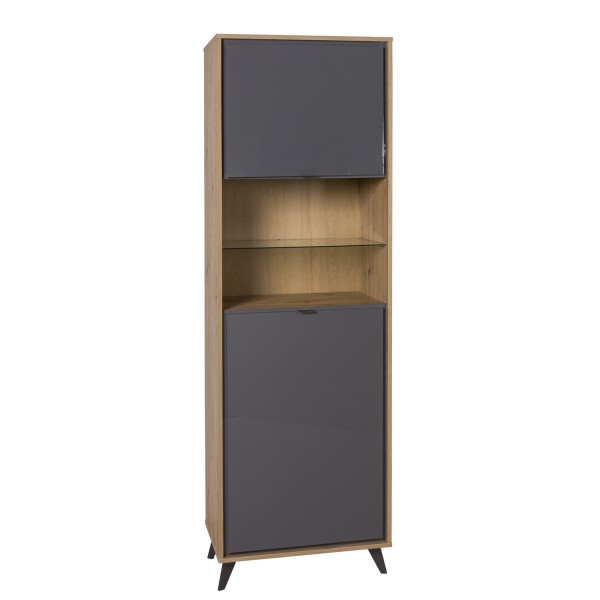 Mobile colonna in legno colore "Rovere Miele/Grigio Laccato" 2 ante e 2 vani modello Lumen Totò Piccinni