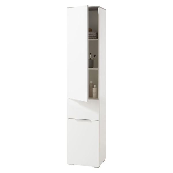 colonna contenitore 2 ante 1 cassetto cemento/Bianco laccato modello Orbis Totò Piccinni