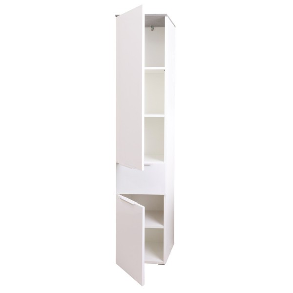 colonna bagno 2 ante 1 cassetto cemento/Bianco laccato modello Orbis Totò Piccinni