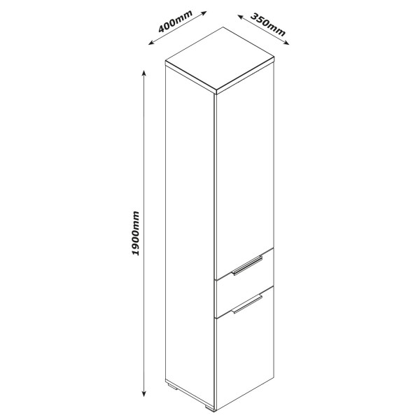specifica delle dimensioni mobile colonna bagno in legno con 2 anta e 1 cassetto grigio laccato/rovere miele modello Orbis Totò Piccinni
