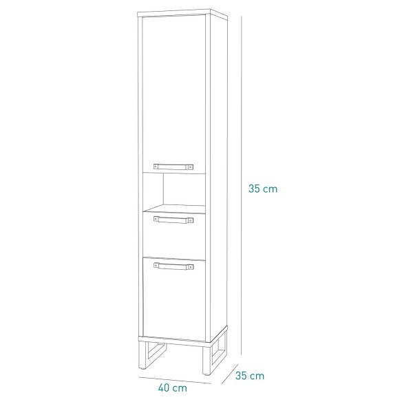 Specifica dimensioni Colonna Bagno Alta 2 Ante, 1 cassetto e 1 vano "Rovere invecchiato/Grigio" modello Sylva Totò Piccinni