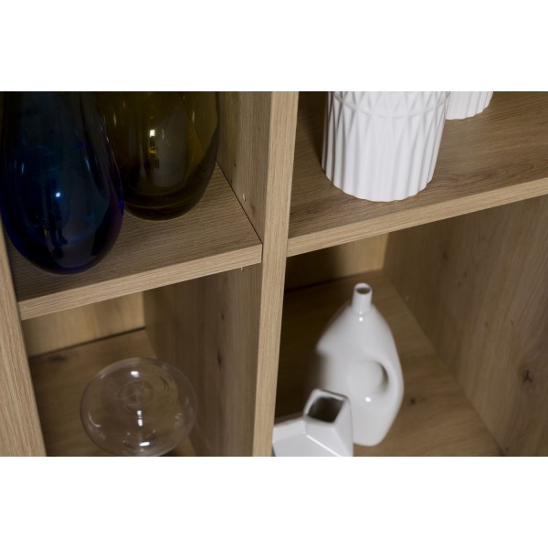 Dettaglio Mobile colonna in legno colore "Rovere Artisan/Nero Chalet" 1 anta e 4 vani modello Nexus Totò Piccinni