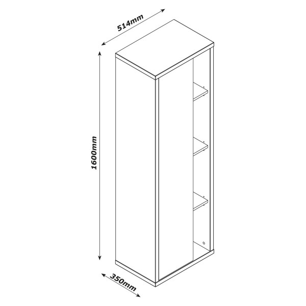 Specifica dimensioni Armadio colonna in legno colore "Rovere Artisan/Nero Chalet" 1 anta e 4 vani modello Nexus Totò Piccinni