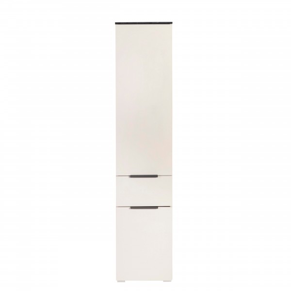 Vista frontale Colonna Bagno in Legno colore Cashmere/effetto Marmo Nero con 2 ante e 1 cassetto modello Armonia Totò Piccinni