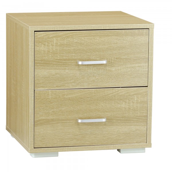 comodini per camera da letto 2 cassetti colore Rovere chiaro Totò Piccinni vista obliqua