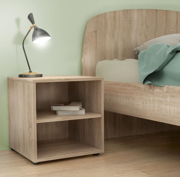 Comodino in legno colore Rovere con 2 vani Totò Piccinni
