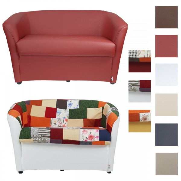 Copertina di un divano divanetto artigianale 2 posti in ecopelle tessuto patchwork in varie colorazioni made in italy Totò  Piccinni