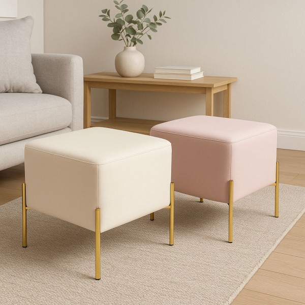 Copertina pouf da interno in velluto con gambe in metallo modello Guilin Totò Piccinni