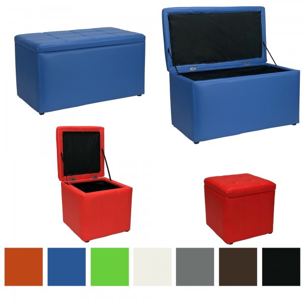 Pouf contenitore cubo portaoggetti ecopelle 40x40 h40cm - E-shop Yagos