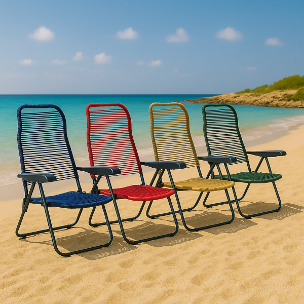 4 Spiaggine Cordonate con braccioli e reclinabili in 6 posizioni modello Marina Totò Piccinni
