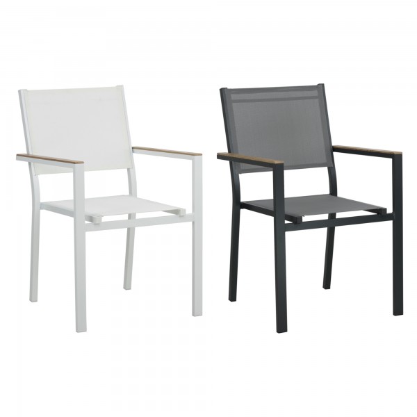 Sedie in alluminio e textilene con braccioli effetto rattan modello TRAPANI Totò Piccinni