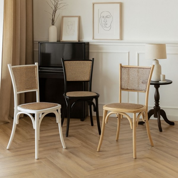 sedie in legno da soggiorno con seduta e schienale in rattan mod carrel Totò Piccinni