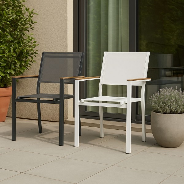 Sedie in alluminio e textilene con braccioli effetto rattan modello TRAPANI Totò Piccinni