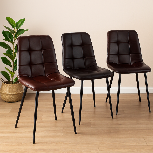 Copertina set 4 pezzi sedia in similpelle colore marrone scuro modello Jade Totò Piccinni