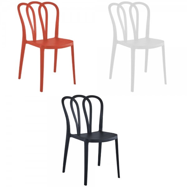 Sedie di design moderno flower schienale a fiore in robusto PP polipropilene arancione bianco o nero