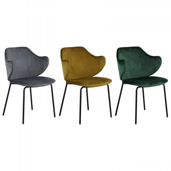 sedia medusa in velluto con gambe in metallo 3 colorazioni
