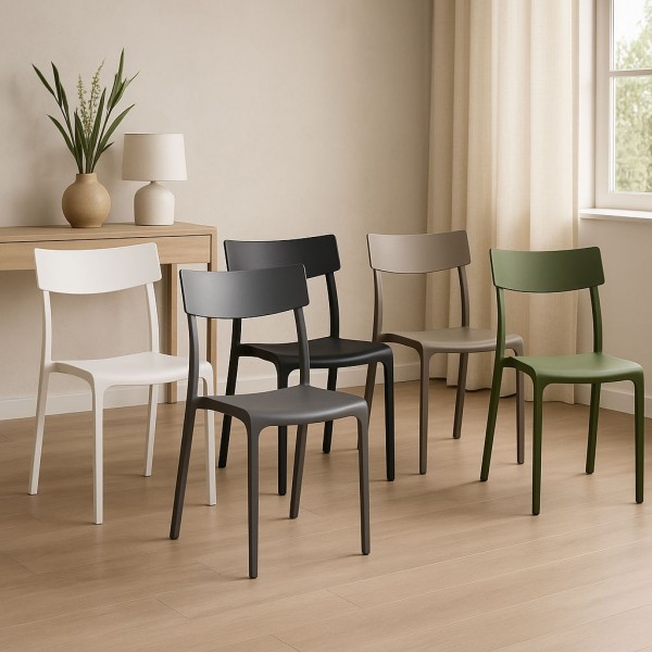 Sedia in polipropilene design impilabile disponibile in diverse colorazioni modello Provence Totò Piccinni