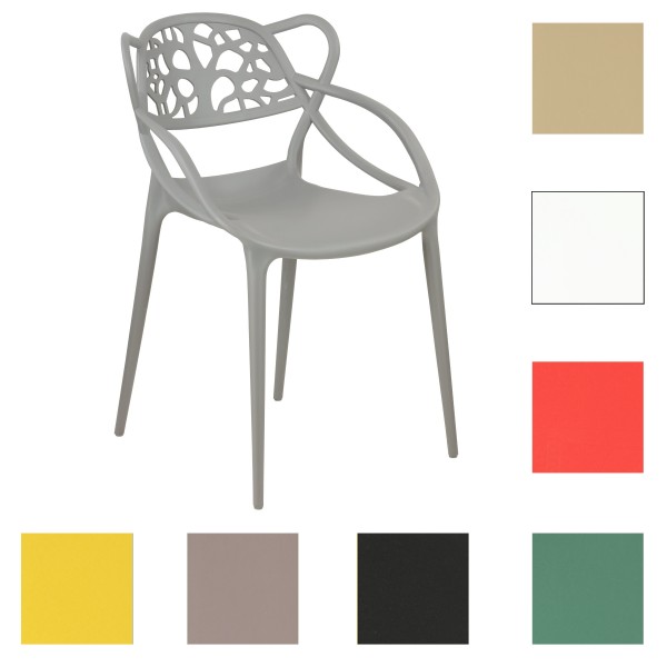 Sedia Design Moderna in Polipropilene colore grigio - Infinity Timber vista obliqua generica