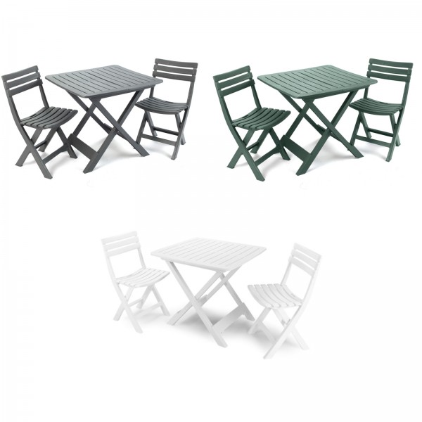 Set da giardino in plastica con tavolo e sedie pieghevoli modello Camping Totò Piccinni