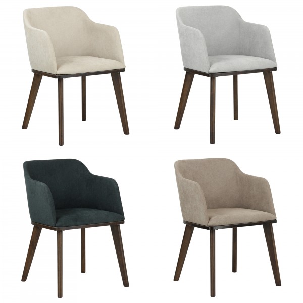 poltroncina in tessuto imbottita con gambe in legno 4 colorazioni