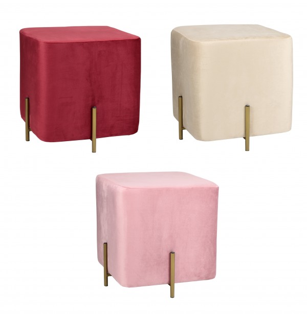 pouf sgabello in velluto design moderno con gambe in ferro
