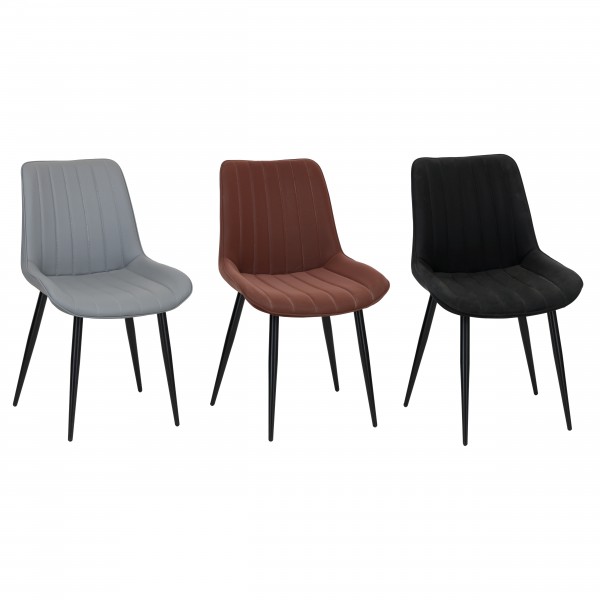 sedia in similpelle imbottita con gambe in metallo