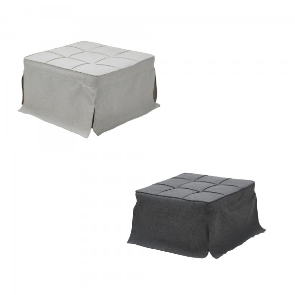 pouf letto brandina in due colorazioni grigio chiaro e grigio scuro