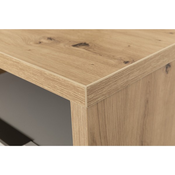 Dettaglio Comodino moderno in legno colore "Rovere Artisan/Grigio Laccato" con 1 cassetto modello Aura Totò Piccinni