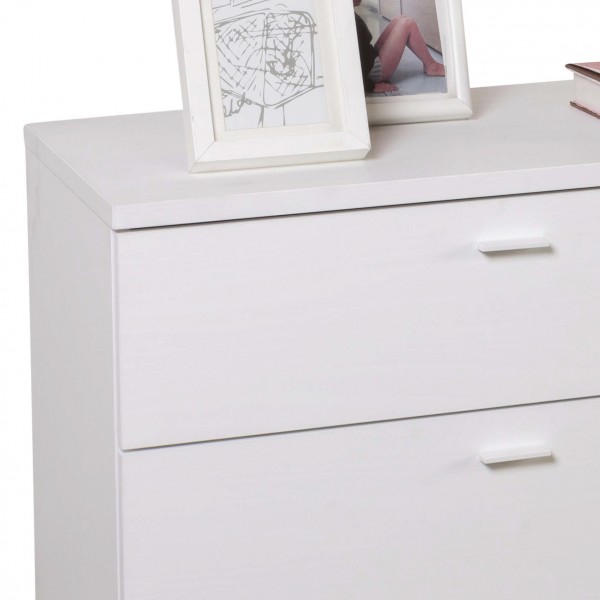 Dettaglio Cassettiera ingresso in legno colore "Bianco Artlight" con 4 +4 cassetti modello Bianca Totò Piccinni