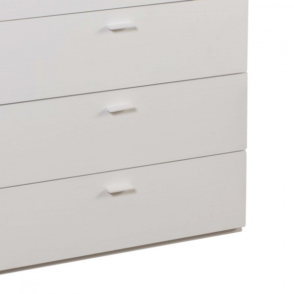 Dettaglio Cassettiera ingresso in legno colore "Bianco Artlight" con 4 +4 cassetti modello Bianca Totò Piccinni