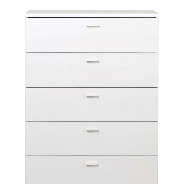 Vista frontale Cassettiera ufficio in legno colore "Bianco Artlight" con 5 cassetti modello Bianca Totò Piccinni