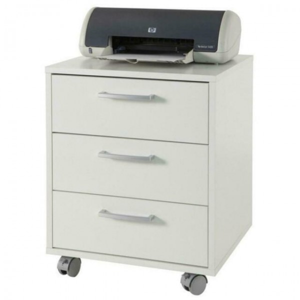 cassettiera in legno con 3 cassetti con ruote colore "bianco laccato" Totò Piccinni